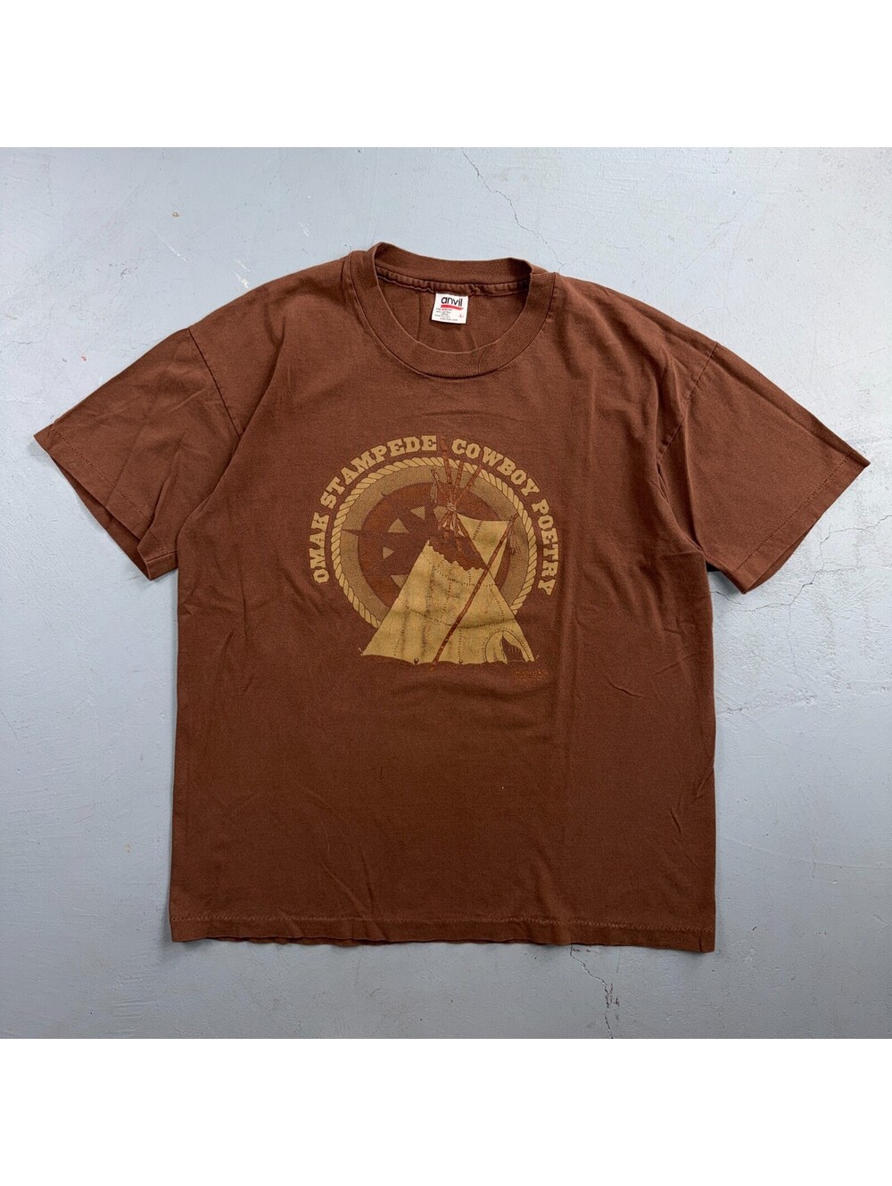 VTG 90s Omak Stampede Cowboy Poetry T Shirt Teepee Western Washington Anvil